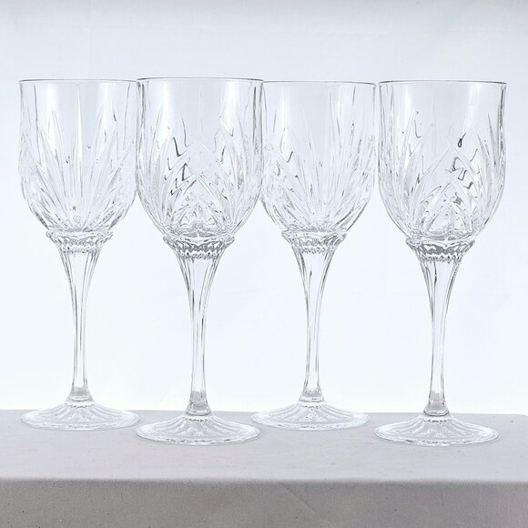 Cristal D'Arques Madrigal Water Goblet Glasses 8.5" set/4 fan cut crystal ribbed - Picture 3 of 9